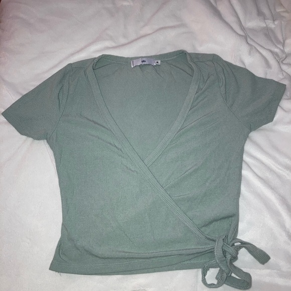 Adika Green Garland Ribbed Wrap Top - Picture 2 of 6